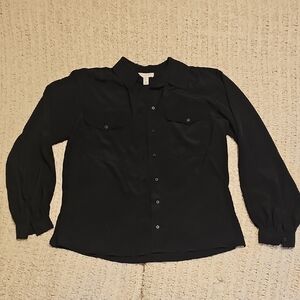 Elegant Black Women's Button Down Shirt